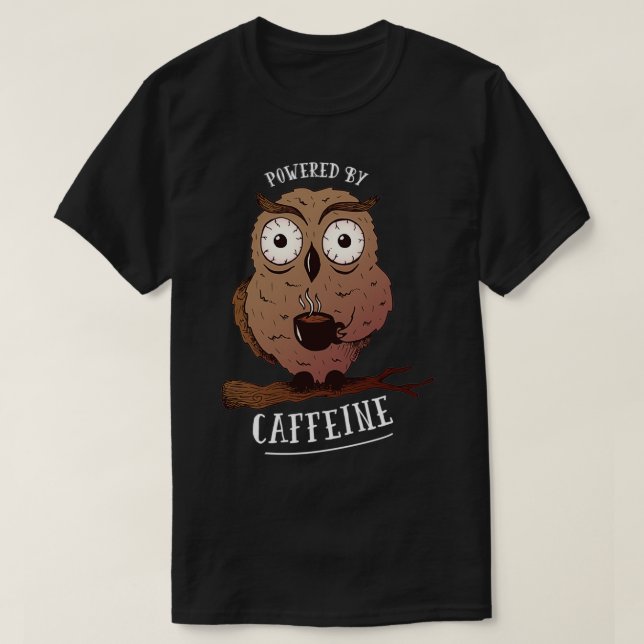 Kaffe från uggla med Caffeine Barista T Shirt (Design framsida)