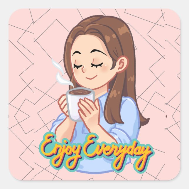 kaffe fyrkantigt klistermärke (Framsida)