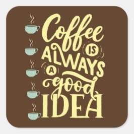 kaffe fyrkantigt klistermärke