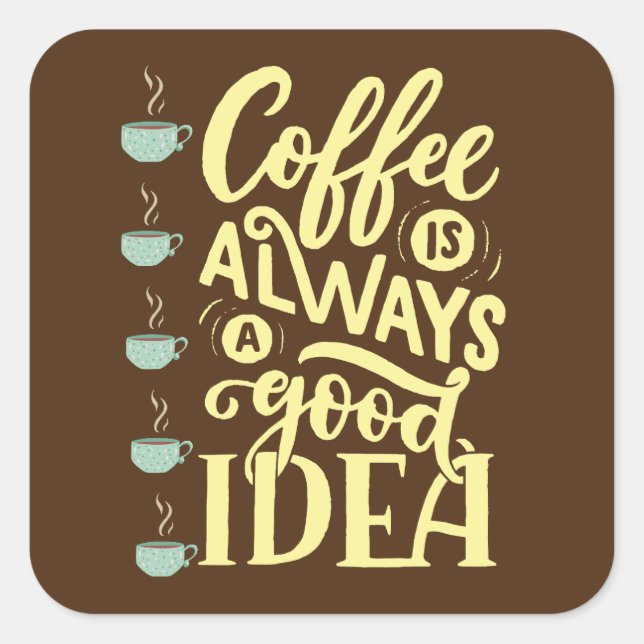 kaffe fyrkantigt klistermärke (Framsida)