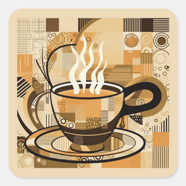 Kaffe Fyrkantigt Klistermärke (Framsida)