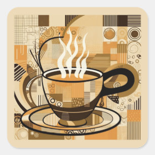 Kaffe Fyrkantigt Klistermärke