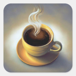 Kaffe Fyrkantigt Klistermärke