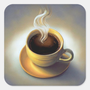 Kaffe Fyrkantigt Klistermärke