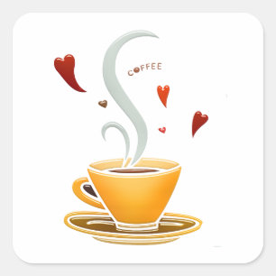 Kaffe Fyrkantigt Klistermärke