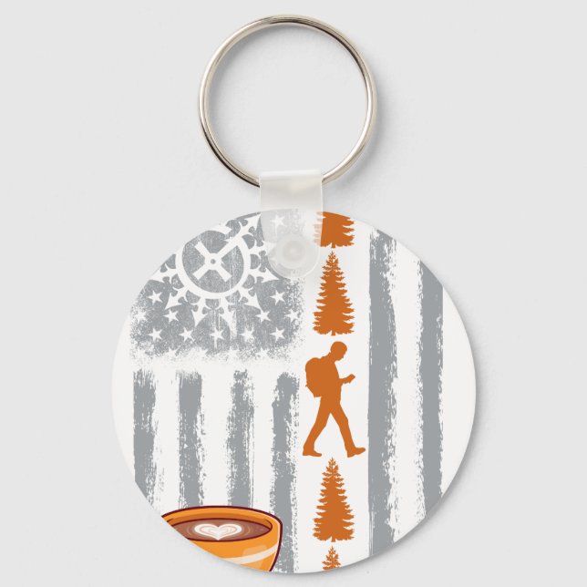 kaffe geocaching- Vintage USA Amerikansk Flagga fö Nyckelring (Framsida)