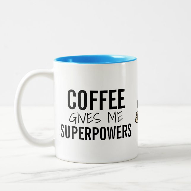 Kaffe ger mig Superpowers - Kloey Två-Tonad Mugg (Vänster)