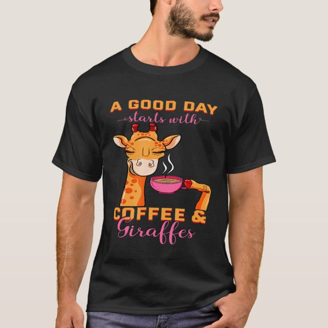 Kaffe Giraffe Mugg Animal Cappuccino Espresso Bean T Shirt (Framsida)