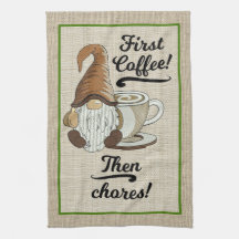 Kaffe Gnome Dish eller Chores Kitchen Towel