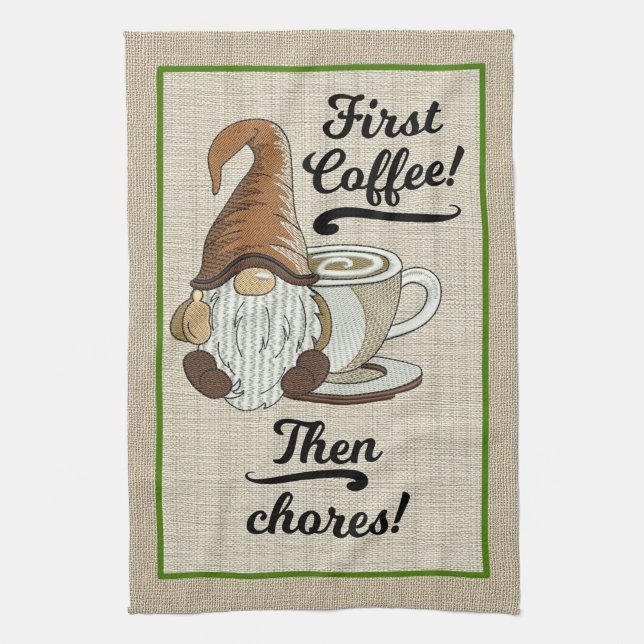 Kaffe Gnome Dish eller Chores Kitchen Towel Kökshandduk (Vertikal)