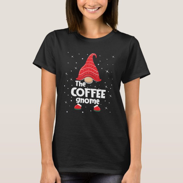 Kaffe Gnome-familjen matchande julklapp T Shirt (Framsida)