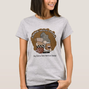Kaffe Gnome Kaffeälskare Söt Rolig Gnom T Shirt