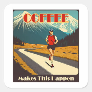 Kaffe gör att detta händer fyrkantigt klistermärke