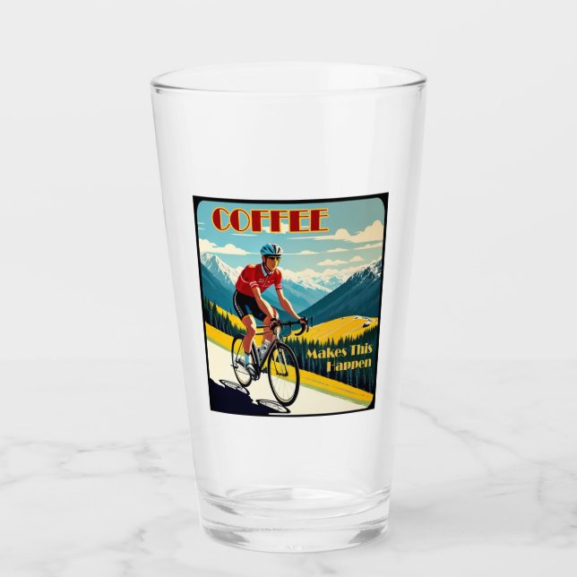 Kaffe gör att detta händer när man cyklar glaskopp (Framsida)