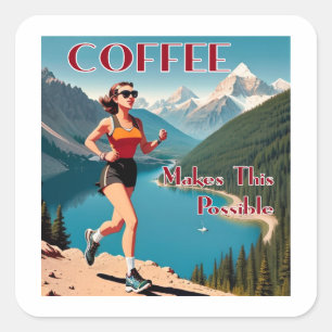 Kaffe gör att detta kan köras fyrkantigt klistermärke