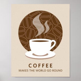 Kaffe Gör att World Go Round Art Poster Skriv ut
