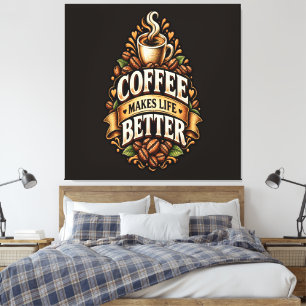 Kaffe Gör Livet Bättre – Kaffeälskare Vintage Canvastryck
