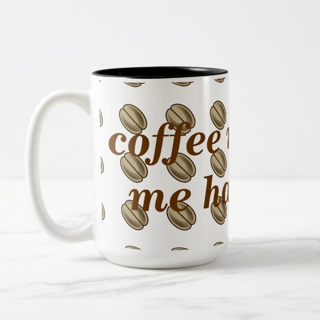 Kaffe gör mig glad överallt tryck Två-Tonad mugg (Vänster)