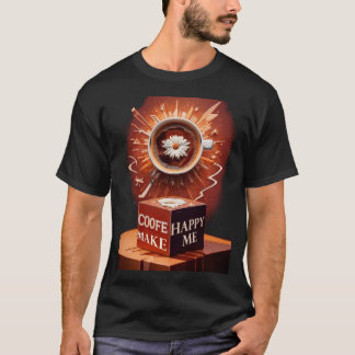 Kaffe gör mig Lycklig T-Shirt - Lustigt koffein