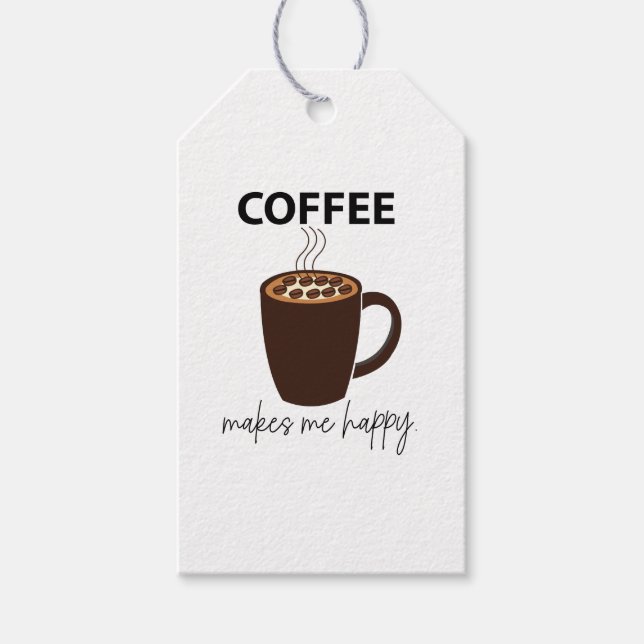 Kaffe gör mig till Lycklig-kaffe Presentetikett (Framsidan)