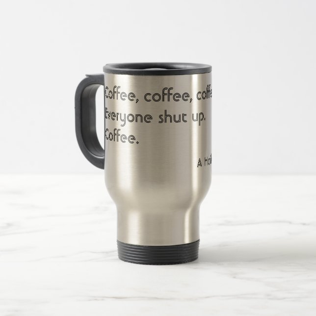 Kaffe Haiku för marssvart typografi Resemugg (Framsida vänster)