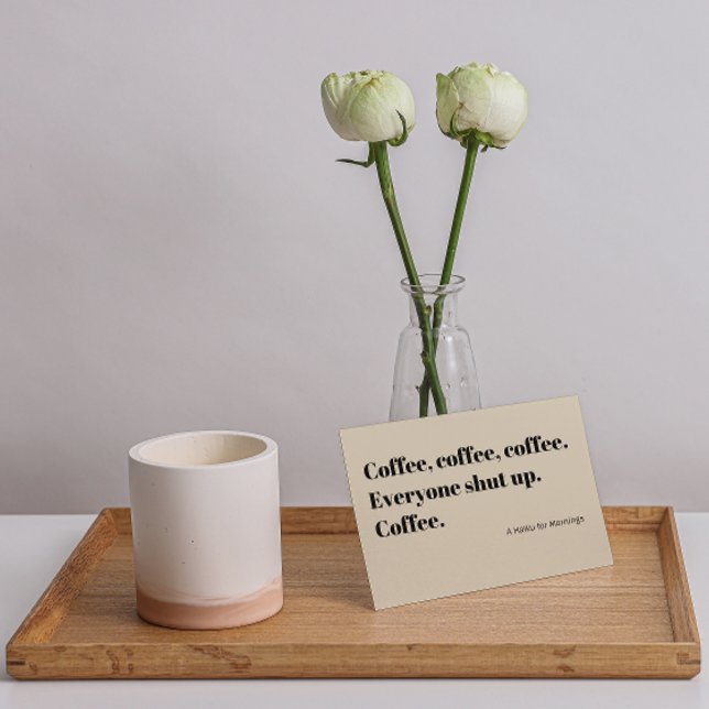 Kaffe Haiku för marssvart typografi Vykort (Skapare uppladdad)