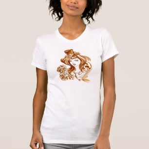 Kaffe Hand målade konst Sheer Burnout T Shirt
