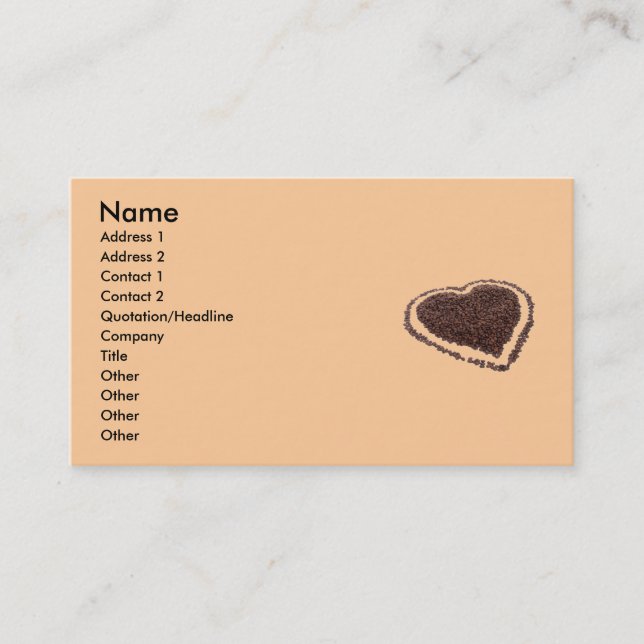Kaffe Heart-Affärskort Visitkort (Framsida)