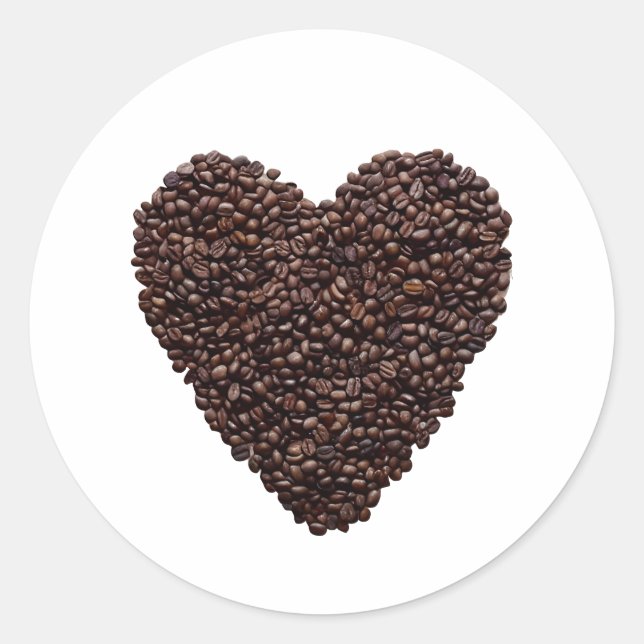 Kaffe Heart Runt Klistermärke (Framsida)
