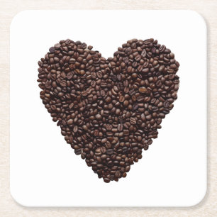 Kaffe Heart Underlägg Papper Kvadrat