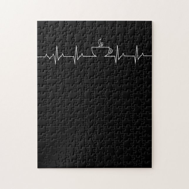 Kaffe Heartslag Funny Heartslag Älskare TShirt Pussel (Vertikal)