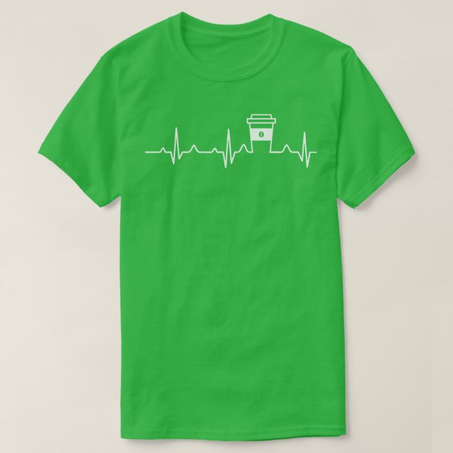 Kaffe Heartslag Kaffee Kopp Caffeine Älskare T Shirt (Design framsida)