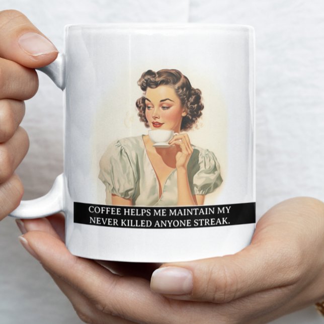 Kaffe hjälper mig att leka med rekreativ 50-talet kaffemugg (Skapare uppladdad)