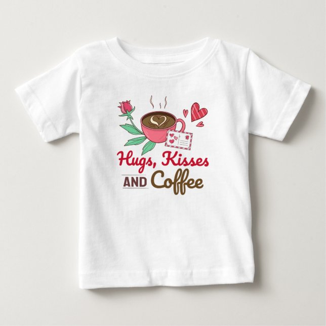 Kaffe Hjärtan Blommor Fras Kärlek T Shirt (Framsida)