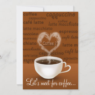 Kaffe? Hjärtformade rök Inbjudningar