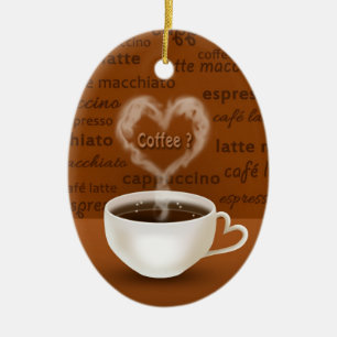 Kaffe? Hjärtformade rök Julgransprydnad Keramik