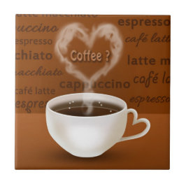 Kaffe? Hjärtformade rök Kakelplatta