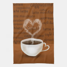 Kaffe? Hjärtformade rök Kökshandduk