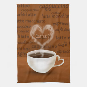 Kaffe? Hjärtformade rök Kökshandduk