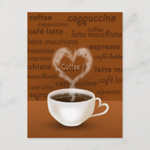 Kaffe? Hjärtformade rök Vykort