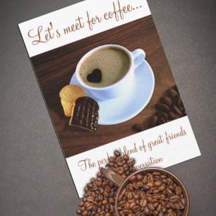 Kaffe? Hjärtformade skumkaffekaka Kopp Cookie Inbjudningar