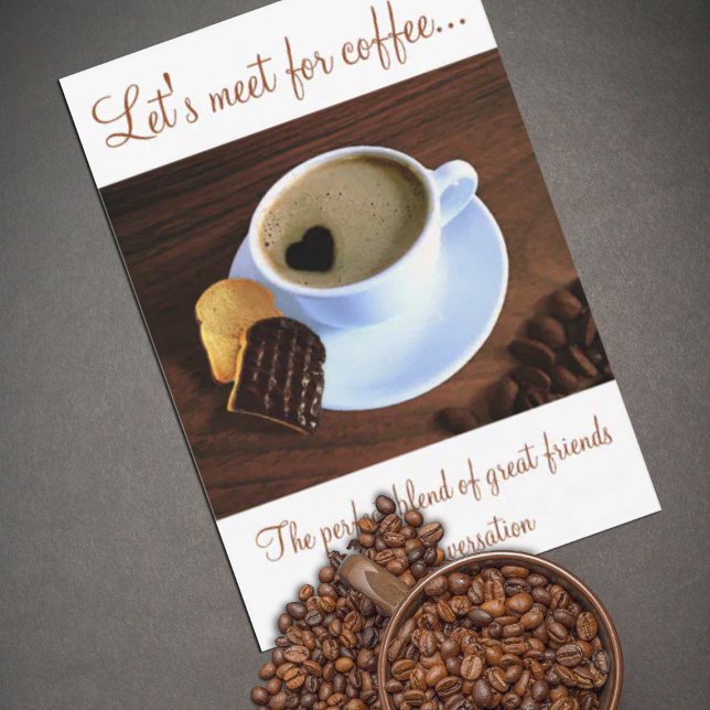 Kaffe? Hjärtformade skumkaffekaka Kopp Cookie Inbjudningar (Skapare uppladdad)