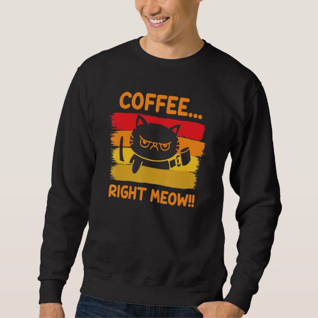 Kaffe Höger Meow Lång Ärmad Tröja (Framsida)
