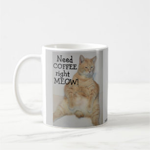 Kaffe Höger Meow! Tjock Manx Cat Sitta Funny Kaffemugg