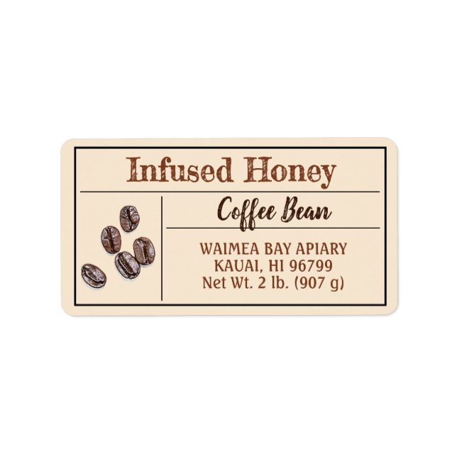 Kaffe Honung Goldenrod Produkt Adressetikett (Framsidan)