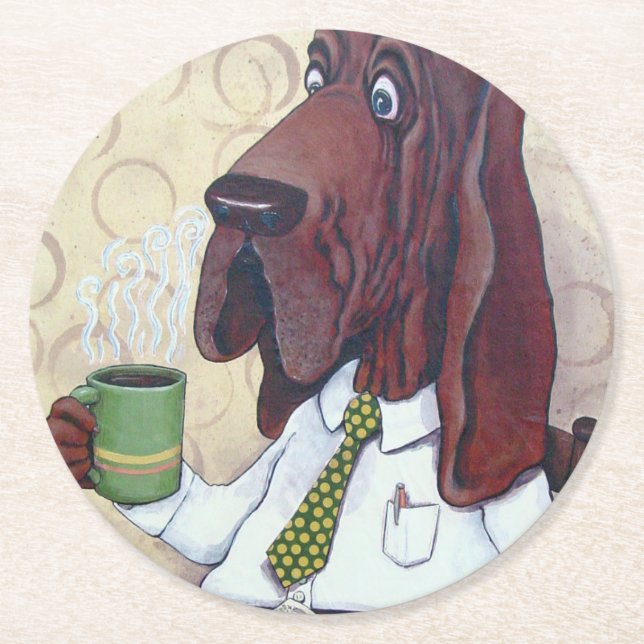 Kaffe Hound underlägg Papper Rund (Framsidan)