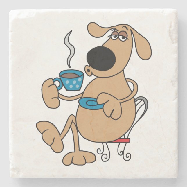 Kaffe Hund Marmor Stentallrik Stenunderlägg (Framsidan)