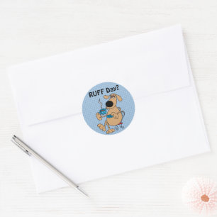 Kaffe Hund Sticker, Glossy, 1½ tum (lakan på 20) Runt Klistermärke