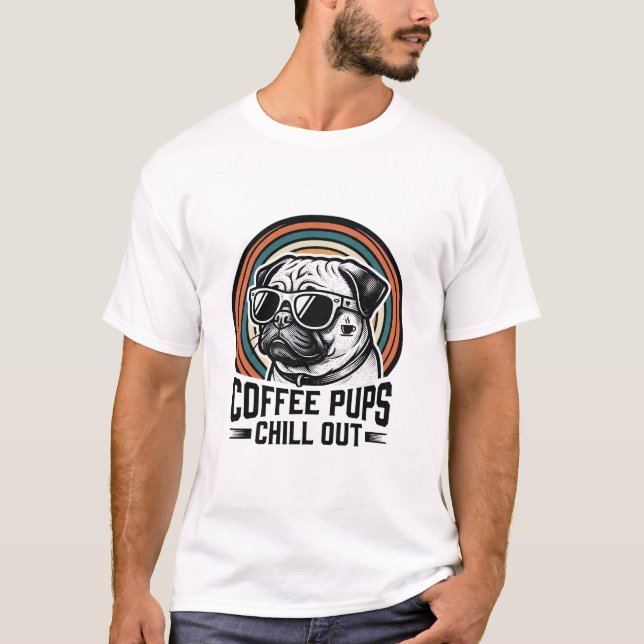 Kaffe Hund Tröja Retro Chill Mops Grafisk_1 (Framsida)
