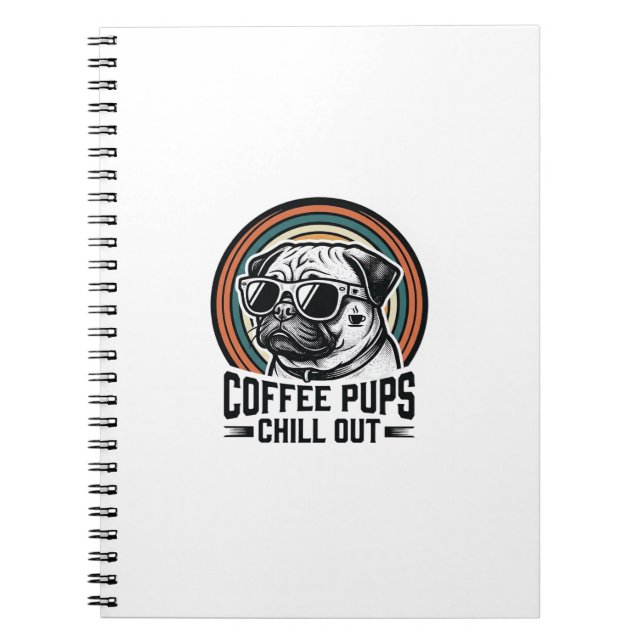 Kaffe Hund Tröja Retro Chill Mops Grafisk_1 Anteckningsbok (Framsidan)